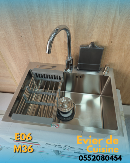 Evier swiss inox 60/45+C + Mitigeur cuisine E10 + M36