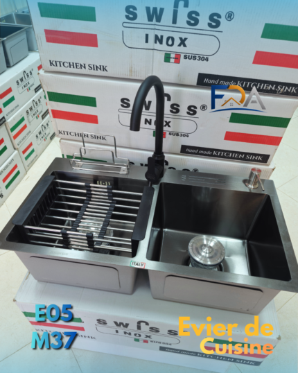 Evier swiss inox 75/40+N SRV / Mitigeur cuisine E05 + M37